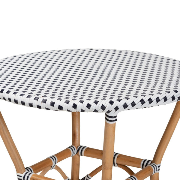 English Elm Classic Parisian Bistro Round Table with Woven Top and Natural Rattan Pole Legs B2750P470049