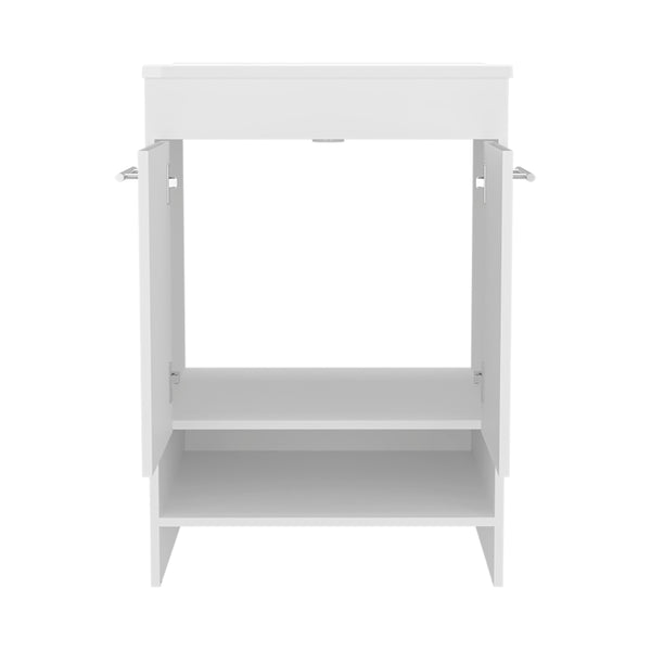 English Elm Bathroom Vanity Slim Sink Cabinet with Single Door, Engineered Wood, Space-Saving Modern Design White 37.4 L x 23.23 W x 12.6 H B097P350319