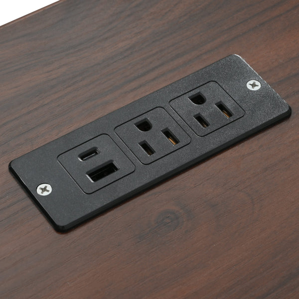 English Elm K&K 54" Farmhouse Kitchen Island Cart with Drop Leaf, Wine Rack, Power Outlet and Rolling Storage Black N707P349814B