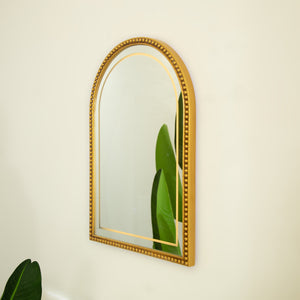 English Elm 20'' Avri Mirror - Golden Beaded Arch LED Vanity Mirror with 3 Color Temperatures for Stylish Rooms W2615P346499