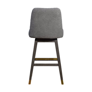 English Elm Ralena Gray Bouclé Swivel Bar Stool with Gray Oak Rubberwood Frame, 180° Swivel, Easy-Clean Upholstery B2736P268569