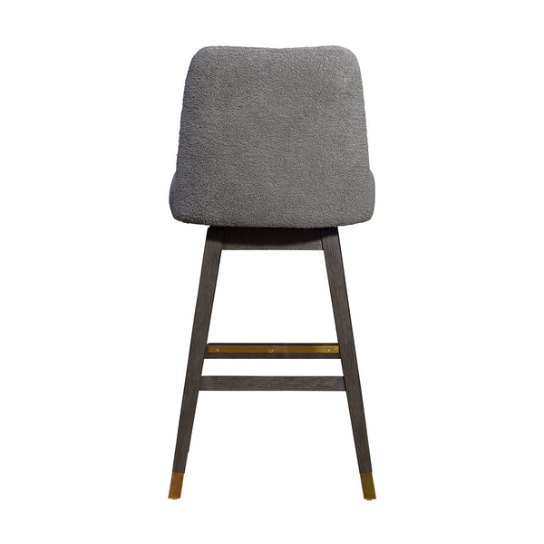 English Elm Ralena Gray Bouclé Swivel Bar Stool with Gray Oak Rubberwood Frame, 180° Swivel, Easy-Clean Upholstery B2736P268569