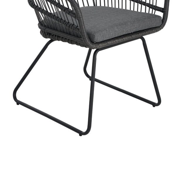 English Elm Christopher Knight Home® - TERRY Rattan Patio Chair Set (2) with Cushions, Gray Iron Frame, 300 lb Capacity, Quick Assembly N762P240844E