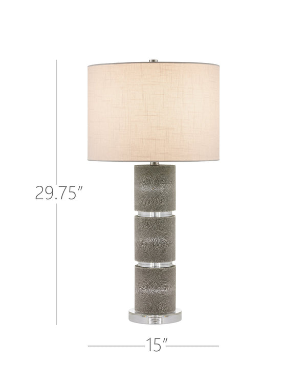 Currey & Company Lofitt Table Lamp - Luxe Faux Gray Shagreen Design With Crystal Accents And Woven Linen Shade, 30" Tall Gray Faux Shagreen ,Crystal 6000-1034-currey-company