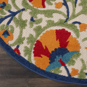 HomeRoots 6' Timeless Red and Ivory Floral Area Rug for Indoor and Outdoor Elegance - Easy Care & Durable 5' Round 385000