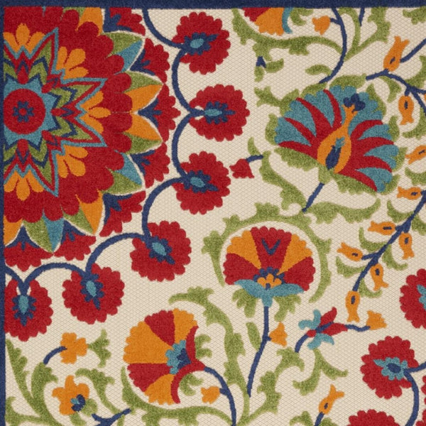 HomeRoots 6' Timeless Red and Ivory Floral Area Rug for Indoor and Outdoor Elegance - Easy Care & Durable 8' x 11' 385001