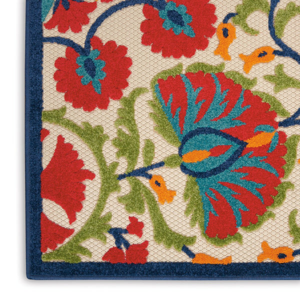 HomeRoots 6' Timeless Red and Ivory Floral Area Rug for Indoor and Outdoor Elegance - Easy Care & Durable 8' x 11' 385001