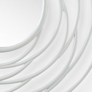 Chelsea House Swirl White Lacquer Mirror — 41.5" Square Swirl Rattan-Inspired Frame, Coastal-Modern Sculptural Accent 385002