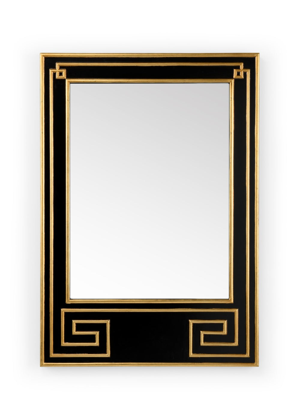 Chelsea House Greek Hall Mirror By Bradshaw Orrell - Black Wood Frame With Antique Gold Leaf, Beveled Glass Elegance 385003