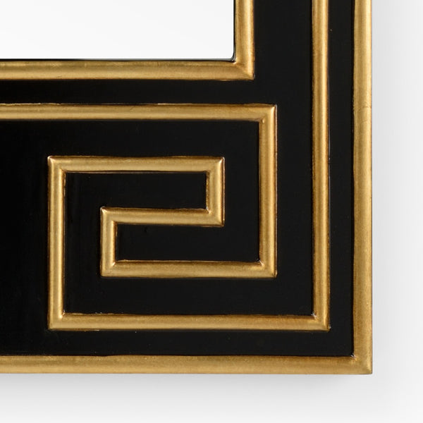 Chelsea House Greek Hall Mirror By Bradshaw Orrell - Black Wood Frame With Antique Gold Leaf, Beveled Glass Elegance 385003