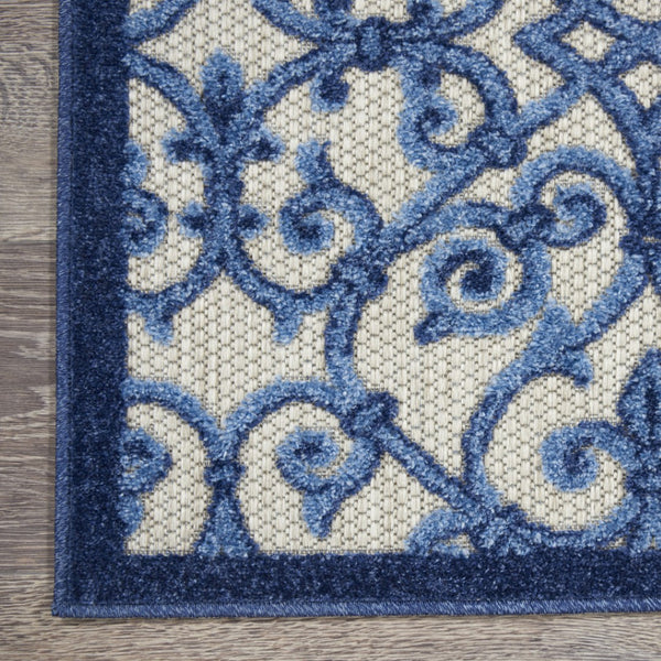 HomeRoots 8' Elegant Ivory and Blue Indoor Outdoor Area Rug with Timeless Floral Design for Any Space 8?x11? 385009