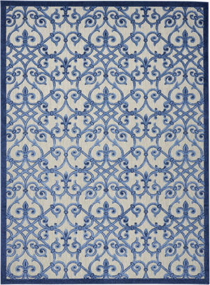 HomeRoots 8' Elegant Ivory and Blue Indoor Outdoor Area Rug with Timeless Floral Design for Any Space 8?x11? 385009
