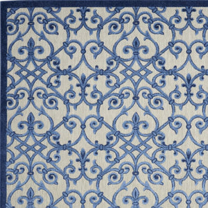 HomeRoots 8' Elegant Ivory and Blue Indoor Outdoor Area Rug with Timeless Floral Design for Any Space 8?x11? 385009