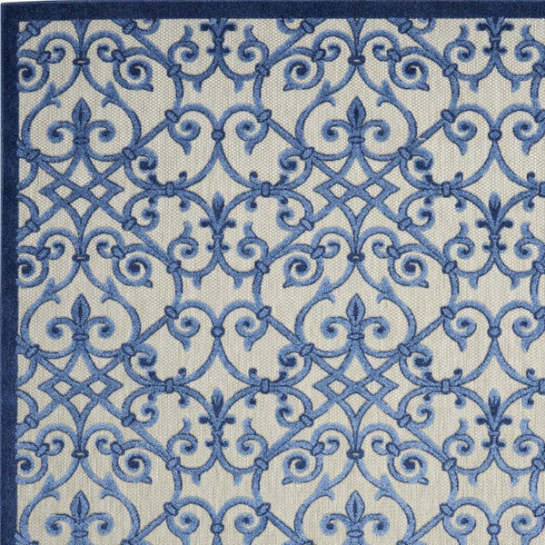HomeRoots 8' Elegant Ivory and Blue Indoor Outdoor Area Rug with Timeless Floral Design for Any Space 8?x11? 385009