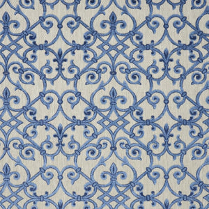 HomeRoots 8' Elegant Ivory and Blue Indoor Outdoor Area Rug with Timeless Floral Design for Any Space 8?x11? 385009