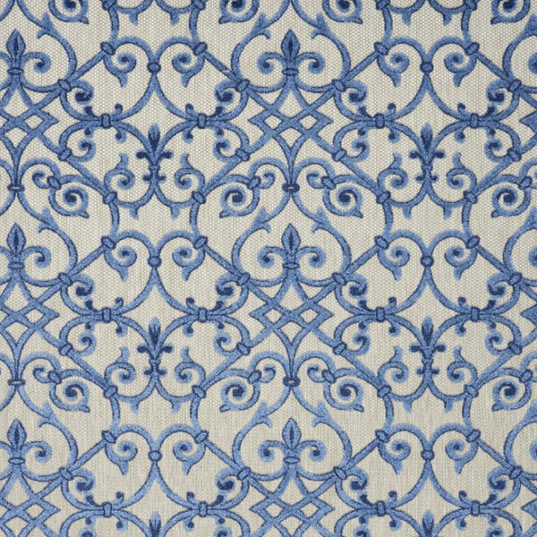 HomeRoots 8' Elegant Ivory and Blue Indoor Outdoor Area Rug with Timeless Floral Design for Any Space 8?x11? 385009