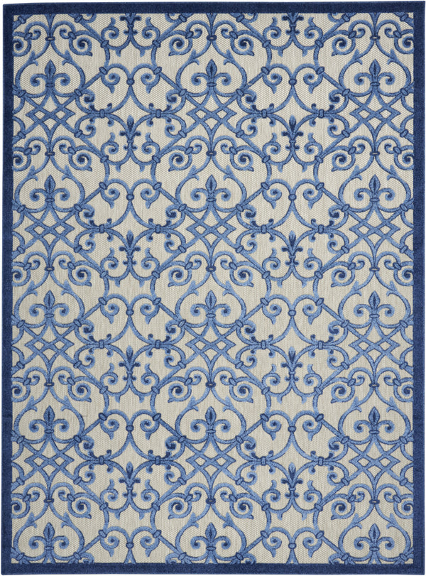 Homeroots 8' X 11' Blue And Gray Floral Indoor Outdoor Area Rug  Polypropylene 385009