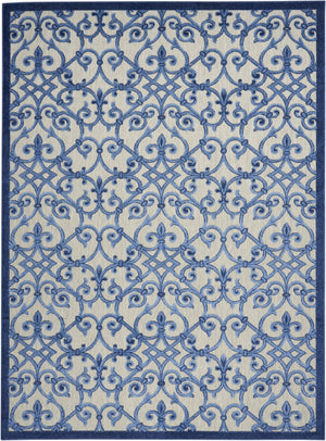 HomeRoots 8' Elegant Ivory and Blue Indoor Outdoor Area Rug with Timeless Floral Design for Any Space 8?x11? 385009