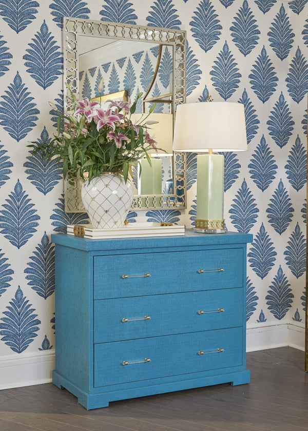 Chelsea House Clifton Raffia Side Chest By Shayla Copas — Modern 36.5"H Accent Storage, Bedside Table, Blue Option 385014
