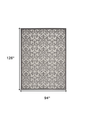 HomeRoots 8' Elegant Ivory and Blue Indoor Outdoor Area Rug with Timeless Floral Design for Any Space 8?x11? 385016