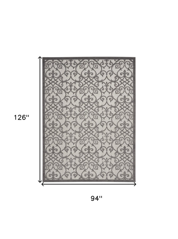 HomeRoots 8' Elegant Ivory and Blue Indoor Outdoor Area Rug with Timeless Floral Design for Any Space 8?x11? 385016