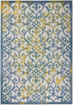 Homeroots 4' X 6' Ivory And Blue Indoor-outdoor Area Rug – Versatile, Durable, And Stylish For Any Space! 4?X6? Polypropylene 385017