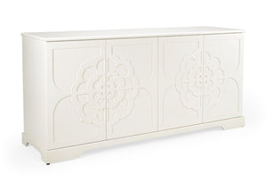 Chelsea House Dickinson Buffet By Shayla Copas — White Floral Trellis Cabinet, Spacious Storage, Refined Coastal-Ready Finish 385019