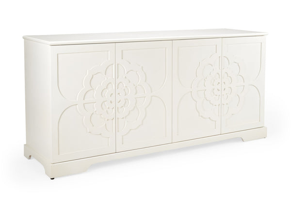 Chelsea House Dickinson Buffet By Shayla Copas — White Floral Trellis Cabinet, Spacious Storage, Refined Coastal-Ready Finish 385019
