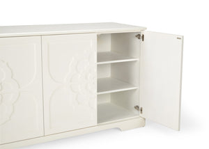 Chelsea House Dickinson Buffet By Shayla Copas — White Floral Trellis Cabinet, Spacious Storage, Refined Coastal-Ready Finish 385019
