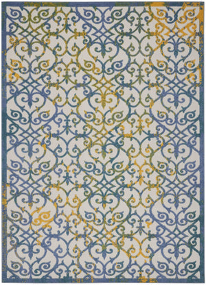 HomeRoots 8' Elegant Ivory and Blue Indoor Outdoor Area Rug with Timeless Floral Design for Any Space 8?x11? 385023