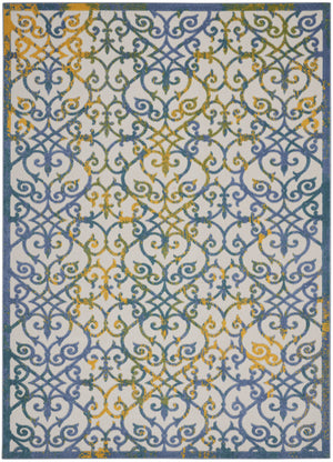 Homeroots 8' X 11' Ivory And Blue Floral Indoor Outdoor Area Rug  Polypropylene 385023