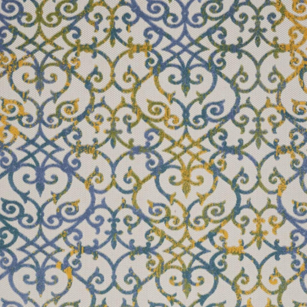 HomeRoots 8' Elegant Ivory and Blue Indoor Outdoor Area Rug with Timeless Floral Design for Any Space 8?x11? 385023