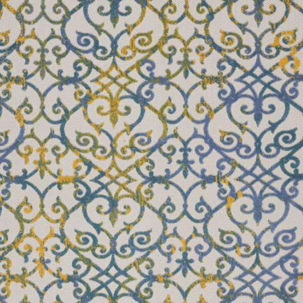 HomeRoots 8' Elegant Ivory and Blue Indoor Outdoor Area Rug with Timeless Floral Design for Any Space 8?x11? 385023