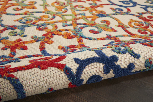 Homeroots 4' X 6' Ivory And Blue Indoor Outdoor Area Rug - Durable, Stylish, Versatile Accent For Any Space 4' X 6' Polypropylene 385029