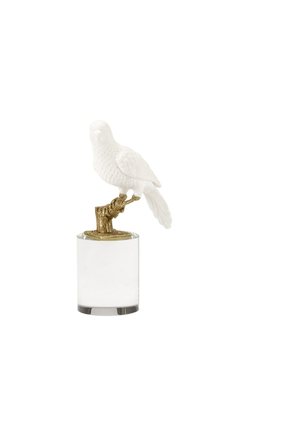 Chelsea House Parrot Matte White Ceramic Figurine On Crystal Base With Antique Brass Accents For Elegant DéCor 385030