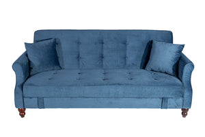 English Elm Adjustable Sofa Bed with Hidden Under-Seat Storage, Button-Tufted Comfort & Rolled Arm Elegance Blue 72 L x 43 W x 13 H B089P240494