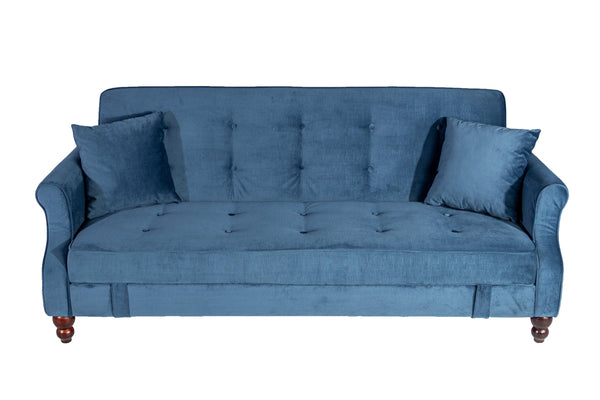 English Elm Adjustable Sofa Bed with Hidden Under-Seat Storage, Button-Tufted Comfort & Rolled Arm Elegance Blue 72 L x 43 W x 13 H B089P240494
