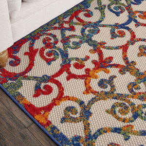 HomeRoots 5' Elegant Ivory and Blue Floral Area Rug for Indoor and Outdoor Spaces - Durable & Stylish Design 6' x 9' 385033