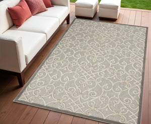 Homeroots 4' X 6' Gray And Ivory Area Rug - Durable Indoor Outdoor Design For Stylish Patios, Porches & More! 4?X6? Polypropylene 385049
