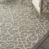 Homeroots 8' X 11' Gray And Ivory Floral Indoor Outdoor Area Rug  Polypropylene 385053