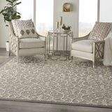 Homeroots 8' X 11' Gray And Ivory Floral Indoor Outdoor Area Rug  Polypropylene 385053