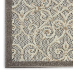Homeroots 8' X 11' Gray And Ivory Floral Indoor Outdoor Area Rug  Polypropylene 385053
