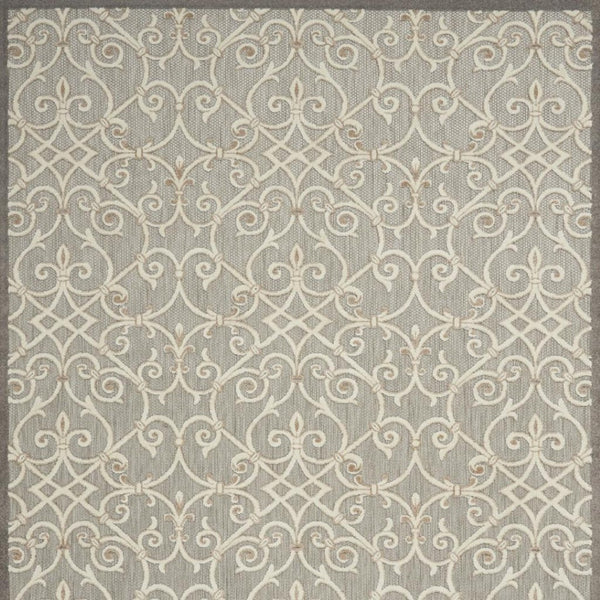 HomeRoots 8' Elegant Ivory and Blue Indoor Outdoor Area Rug with Timeless Floral Design for Any Space 8?x11? 385053
