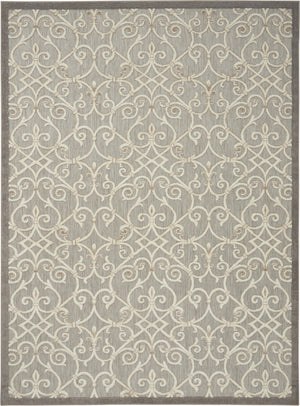 HomeRoots 8' Elegant Ivory and Blue Indoor Outdoor Area Rug with Timeless Floral Design for Any Space 8?x11? 385053