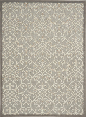 Homeroots 8' X 11' Gray And Ivory Floral Indoor Outdoor Area Rug  Polypropylene 385053