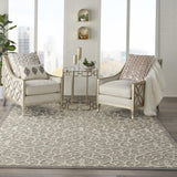 Homeroots 8' X 11' Gray And Ivory Floral Indoor Outdoor Area Rug  Polypropylene 385053