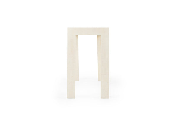 Chelsea House Sanibel Raffia Console Table In White By Jamie Merida — Coastal Texture, Lacquer Trim, Spacious 64" Surface 385055