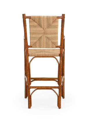 Chelsea House Mecklenburg Handwoven Rattan Barstool In Natural Finish — Ergonomic Curved Back, Stable Footrest 385060
