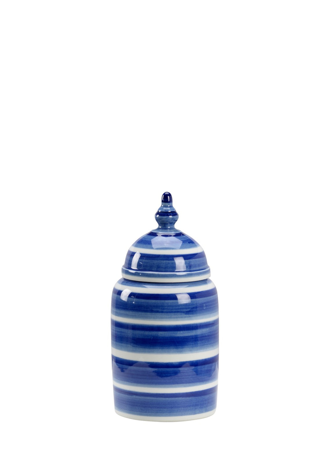 Chelsea House Janice Hand‑Painted Blue & White Ceramic Covered Jar — 10.5" Compact Glossy Trinket Keeper For Coastal, Farmhouse DéCor 385062