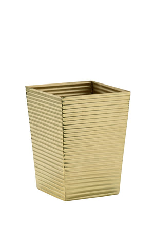 Chelsea House Carson Polished Brass Wastebasket With Ribbed Texture — Timeless 10" Cylinder For Luxe Bathrooms 385072